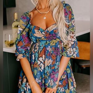 Meet Me In Santorini Floral Multi Mara Dress